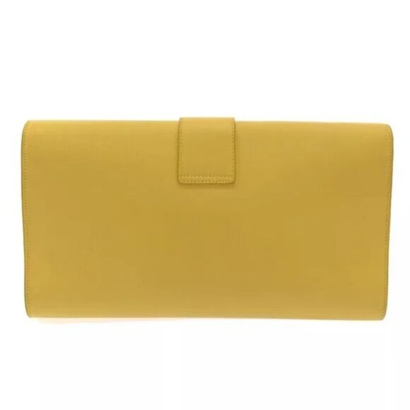 100% Authentic SAINT LAURENT PARIS Yellow Gold Leather Clutch Bag 500-11524 - Picture 2 of 12